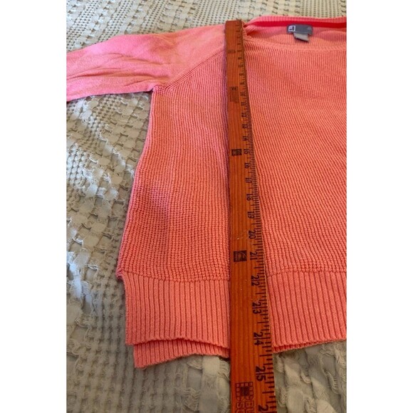 JCP Sweater size Large Orange Distressed Henley Front Knit Sleeves Wool Blend - Picture 8 of 8